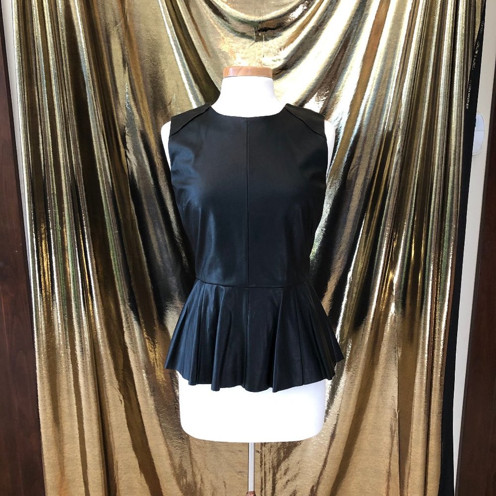 Vegan Leather Peplum Top